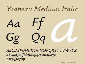 Ysabeau Medium Italic Version 2.002;Glyphs 3.2 (3227)图片样张