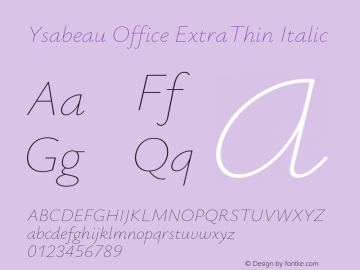 Ysabeau Office ExtraThin Italic Version 2.002;Glyphs 3.2 (3227)图片样张