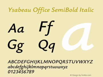 Ysabeau Office SemiBold Italic Version 2.002;Glyphs 3.2 (3227)图片样张