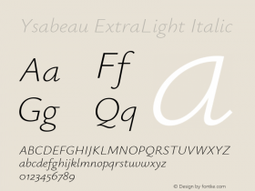 Ysabeau ExtraLight Italic Version 2.002图片样张