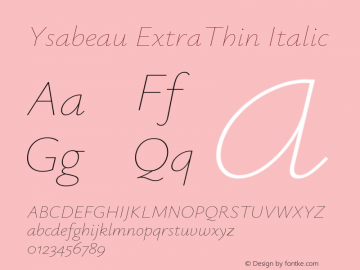 Ysabeau ExtraThin Italic Version 2.002图片样张