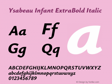 Ysabeau Infant ExtraBold Italic Version 2.002图片样张