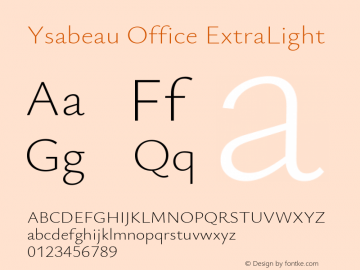 Ysabeau Office ExtraLight Version 2.002图片样张