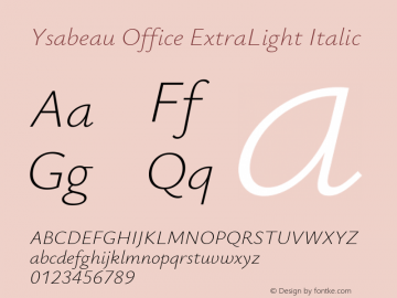 Ysabeau Office ExtraLight Italic Version 2.002图片样张