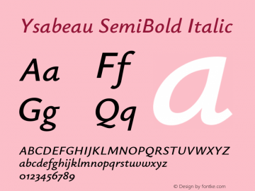 Ysabeau SemiBold Italic Version 2.002图片样张