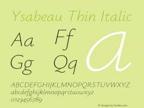 Ysabeau Thin Italic Version 2.002图片样张
