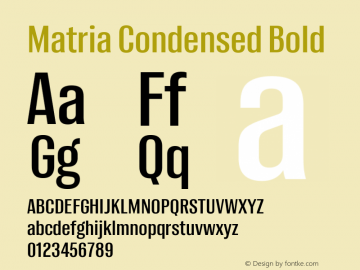 Matria Condensed Bold Version 1.001图片样张