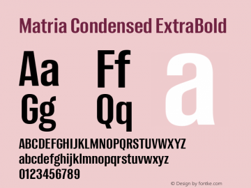 Matria Condensed ExtraBold Version 1.001图片样张