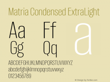 Matria Condensed ExtraLight Version 1.001图片样张