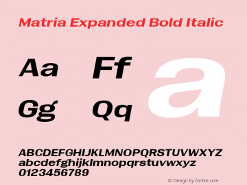 Matria Expanded Bold Italic Version 1.001图片样张