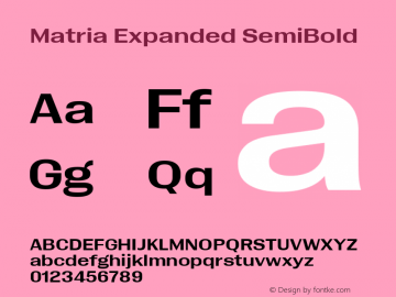 Matria Expanded SemiBold Version 1.001图片样张