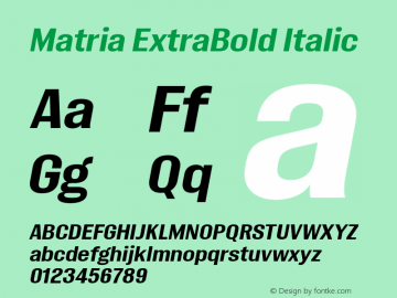 Matria ExtraBold Italic Version 1.001图片样张