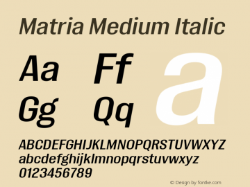 Matria Medium Italic Version 1.001图片样张