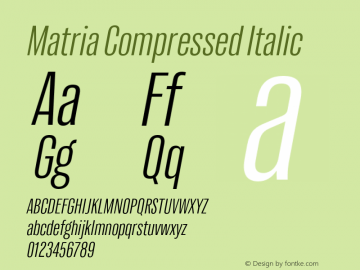 Matria Compressed Italic Version 1.001图片样张