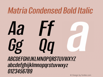 Matria Condensed Bold Italic Version 1.001图片样张