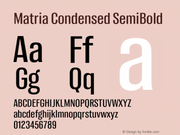 Matria Condensed SemiBold Version 1.001图片样张