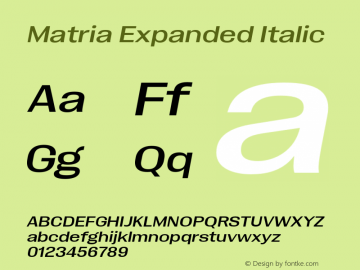 Matria Expanded Italic Version 1.001图片样张