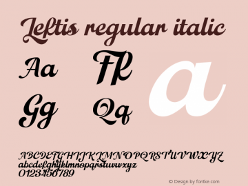 Leftis regular italic Version 1.000;PS 001.000;hotconv 1.0.88;makeotf.lib2.5.64775图片样张