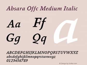 Absara Offc Medium Italic Version 7.504; 2012; Build 1024图片样张