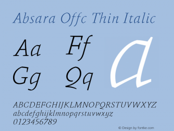 Absara Offc Thin Italic Version 7.504; 2012; Build 1024图片样张