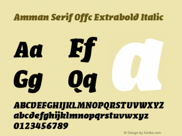Amman Serif Offc Extrabold Italic Version 7.504; 2010; Build 1020图片样张