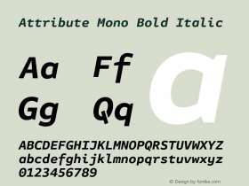 Attribute Mono Bold Italic Version 7.601, build 1028, FoPs, FL 5.04图片样张