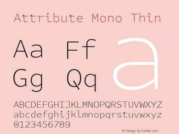 Attribute Mono Thin Version 7.601, build 1028, FoPs, FL 5.04图片样张