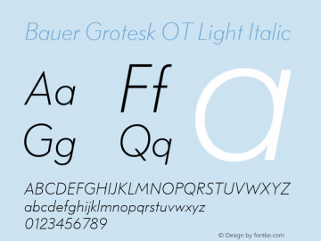 Bauer Grotesk OT Light Italic Version 7.700, build 1040, FoPs, FL 5.04图片样张