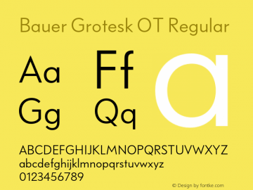 Bauer Grotesk OT Regular Version 7.700, build 1040, FoPs, FL 5.04图片样张