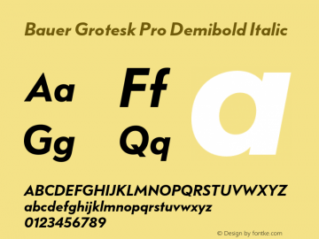 Bauer Grotesk Pro Demibold Ita Version 7.700, build 1040, FoPs, FL 5.04图片样张