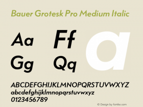 Bauer Grotesk Pro Medium Ita Version 7.700, build 1040, FoPs, FL 5.04图片样张