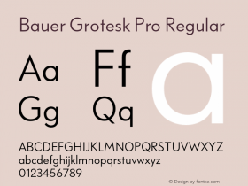 Bauer Grotesk Pro Regular Version 7.700, build 1040, FoPs, FL 5.04图片样张