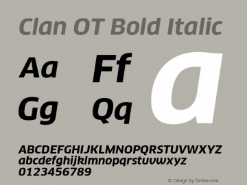 Clan OT Bold Italic Version 7.600, build 1030, FoPs, FL 5.04图片样张