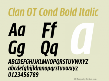 Clan OT Cond Bold Italic Version 7.600, build 1030, FoPs, FL 5.04图片样张