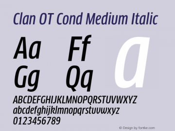 Clan OT Cond Medium Italic Version 7.600, build 1030, FoPs, FL 5.04图片样张
