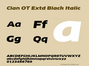 Clan OT Extd Black Italic Version 7.600, build 1030, FoPs, FL 5.04图片样张