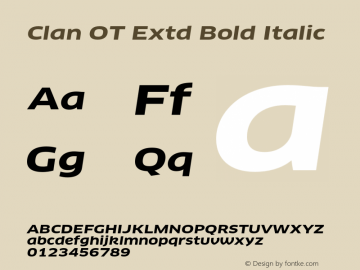 Clan OT Extd Bold Italic Version 7.600, build 1030, FoPs, FL 5.04图片样张