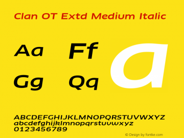Clan OT Extd Medium Italic Version 7.600, build 1030, FoPs, FL 5.04图片样张
