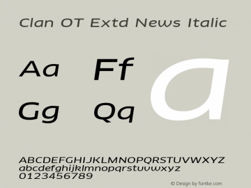 Clan OT Extd News Italic Version 7.600, build 1030, FoPs, FL 5.04图片样张