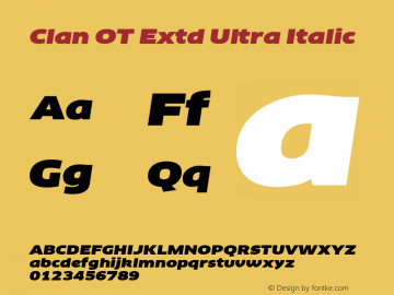 Clan OT Extd Ultra Italic Version 7.600, build 1030, FoPs, FL 5.04图片样张