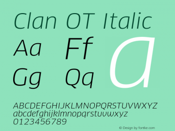 Clan OT Italic Version 7.600, build 1030, FoPs, FL 5.04图片样张