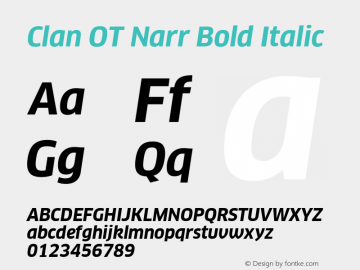 Clan OT Narr Bold Italic Version 7.600, build 1030, FoPs, FL 5.04图片样张