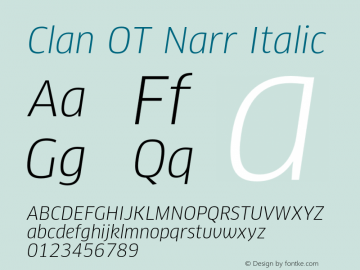 Clan OT Narr Italic Version 7.600, build 1030, FoPs, FL 5.04图片样张