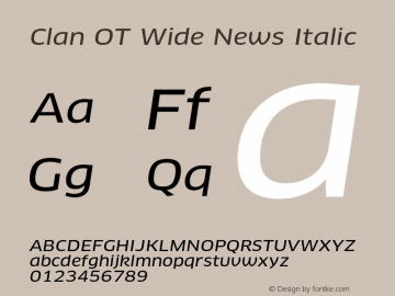 Clan OT Wide News Italic Version 7.600, build 1030, FoPs, FL 5.04图片样张