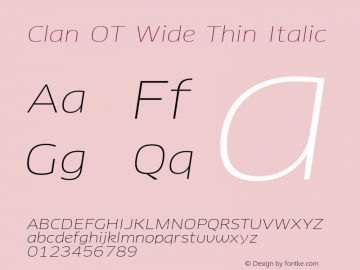 Clan OT Wide Thin Italic Version 7.600, build 1030, FoPs, FL 5.04图片样张