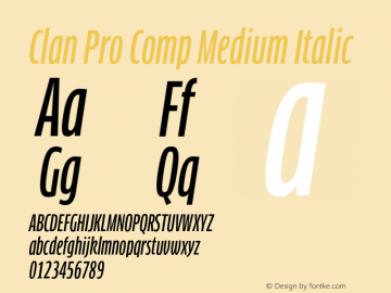 Clan Pro Comp Medium Italic Version 7.600, build 1030, FoPs, FL 5.04图片样张