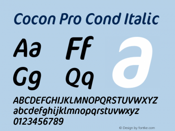 Cocon Pro Cond Italic Version 7.600图片样张