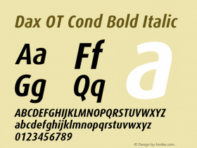 Dax OT Cond Bold Italic Version 7.504; 2017; Build 1023图片样张