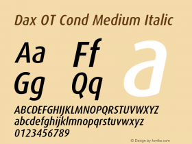 Dax OT Cond Medium Italic Version 7.504; 2006; Build 1022图片样张