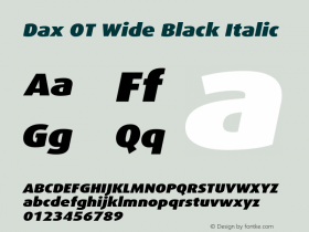 Dax OT Wide Black Italic Version 7.504; 2017; Build 1023图片样张